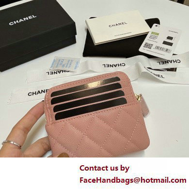 Chanel Grained Calfskin & Gold-Tone Metal Zip Coin Purse AP2061 Light Pink 2025